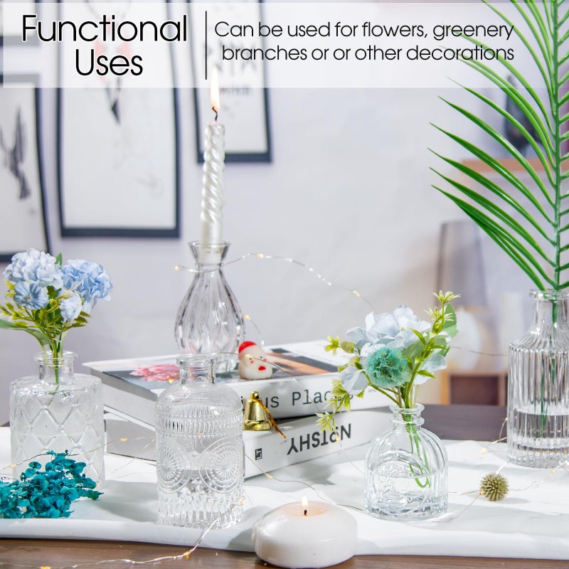 TBWIND Glass Bud Vases Set of 12, Small Vases for Centerpieces, Vintage Mini Vases for Wedding Decor, Clear Glass Bud Vase in Bulk, Office and Home Table Flower DÃ©cor - Image 5