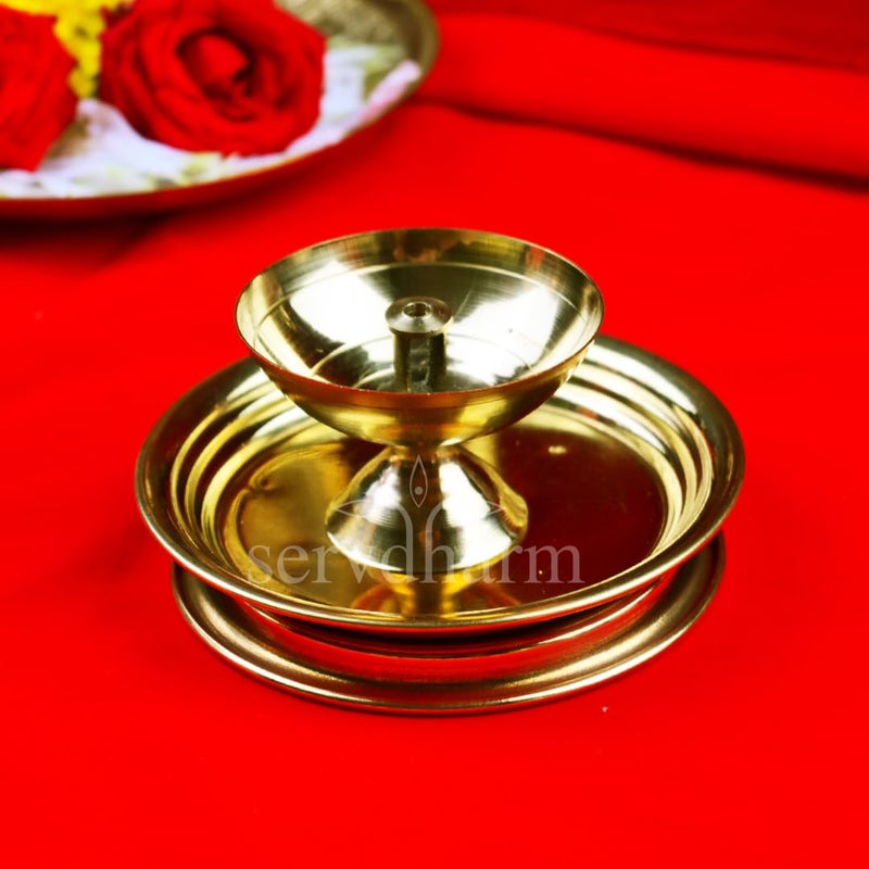 ServDharm Brass Diya Camphor DiffuserAroma Incence BurnerKapoor Dani Brass Akhand Diya for Puja with Borosilicate Glass Cover Multipurpose Essential Oil Camphor Burner 4 inches 20 ml - Image 4