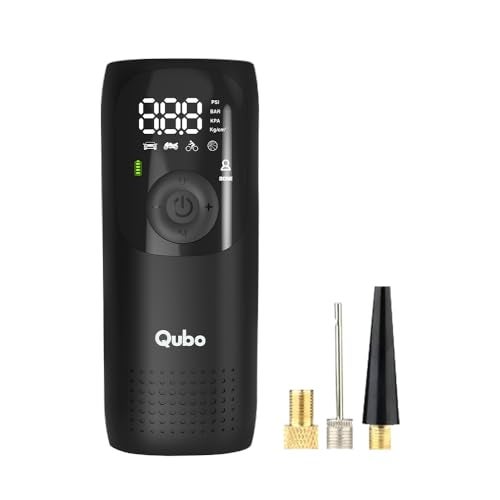 Qubo Smart Tyre Inflator PRO from Hero Group | Turbo Motor with Super Fast Inflation |150 PSI |Car 12V Port Input |Digital Display |5 Air Fill Modes |LED Light |Multiple Nozzles |Auto Cut-Off | Black - Image 1