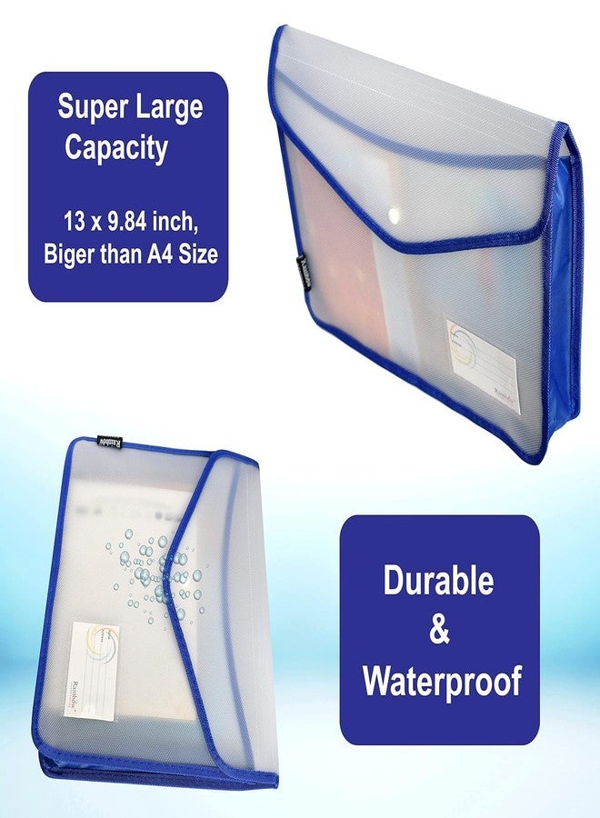 Shuban 2 Pcs Assorted Color Plastic File Folder Horizontal Poly Envelope FS Size File Document Organizer with Snap Closure & Label Pocket Clear Colored File for Office (Size-27cm x 6cm x 37 cm) - Image 3
