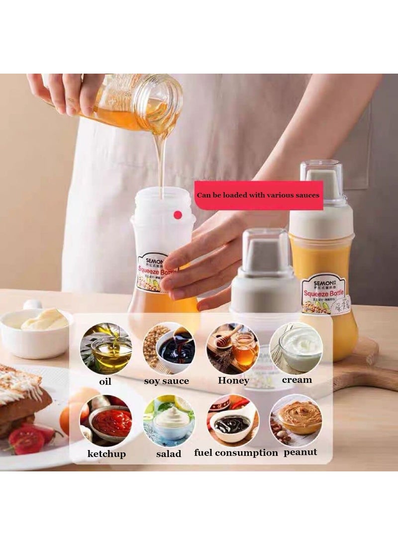we3 Porous Squeeze Bottle Condiment Bottles Hot Sauce Dispenser Refillable Five Hole Container with Lid Squirt Bottle Sauce Dispenser Ketchup Bottle (Red)