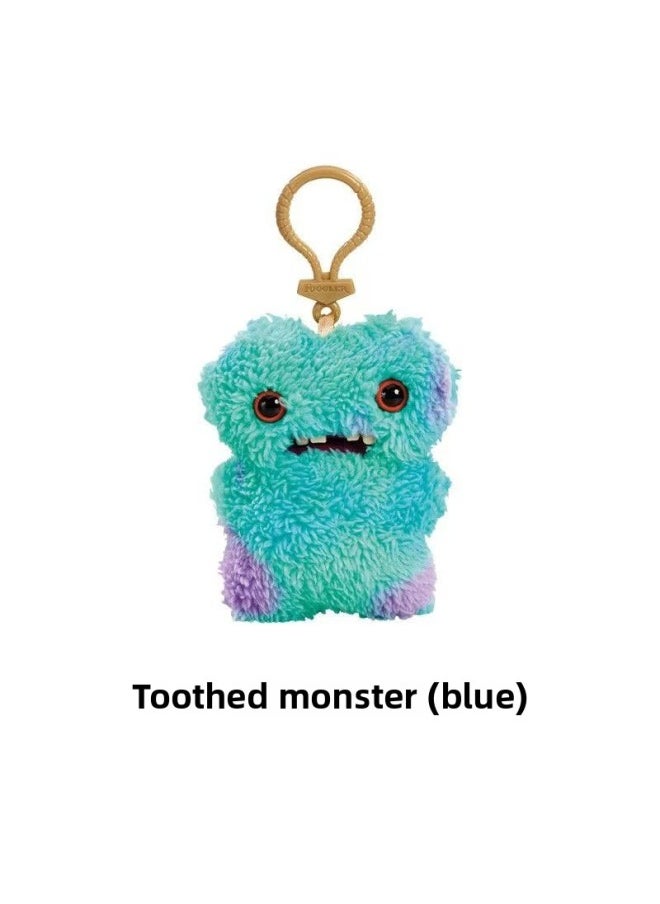 Key Pendant Genuine Big Teeth Teeth Monster Doll Teeth Treasure Ugly Adorable Monster Funny Plush Support One Generation-Color:Keychain-toothless Monster (blue)-Height:About 12cm  - Image 1