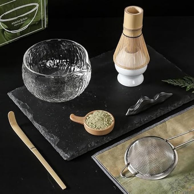 MostNow 7Pcs Matcha Whisk SetIncluding Matcha Whisk And Bowl Matcha Sifter Matcha Whisk Holder And Tea Cloth Matcha Spoon And Scoop Stand Matcha Kit For Matcha Tea Lover Gift Clear - Image 5