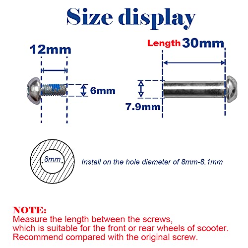 OTFAITP M8x30mm Screws for 2-3-4-Wheel Kid Scoote Replacement Micro Mini Foldable Kick Scooter Kids Scooters Axles Repair (30) - Image 2