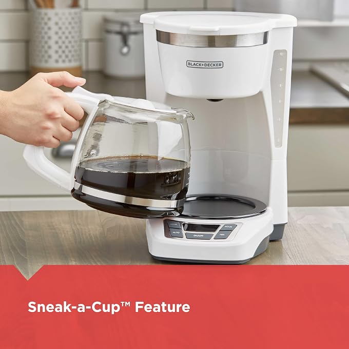 BLACK&DECKER CM1160W-1 CM1160W 12-Cup Programmable Coffeemaker, White/Stainless Steel - Image 2