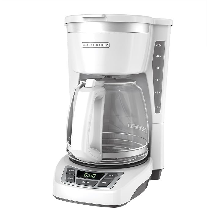 BLACK&DECKER CM1160W-1 CM1160W 12-Cup Programmable Coffeemaker, White/Stainless Steel - Image 1