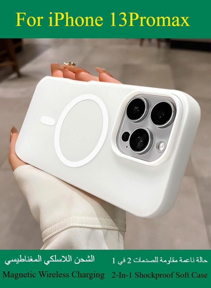 Dili Apple White iPhone 13 Pro Max Matte Candy Color Magnetic Wireless Charging Phone Case iPhone Double Layer 2-In-1 Shockproof Soft Cover - Image 1