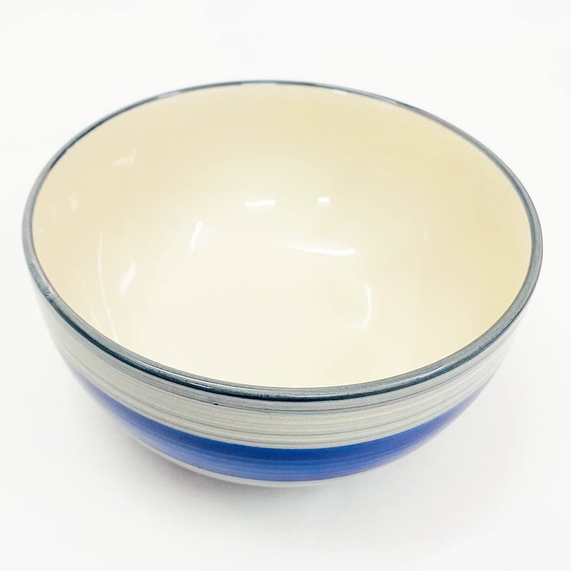 Re RE ShadowGreen Kitchen | Ceramic Serving Bowl | Snack Bowl | Serving Bowl | Dinner Bowl | Cereal Bowl | Pasta Bowl | (Set of 1, 750ml) (Blue Stripped) - Image 4