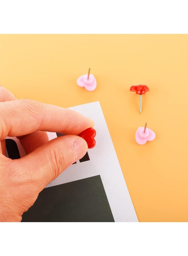 100 قطعة من دبابيس الضغط على شكل قلب للوحة الفلين، دبابيس ضغط لطيفة برأس مسطح للوحة الإعلانات ولوحات الإعلانات واللافتات والخريطة - Image 4