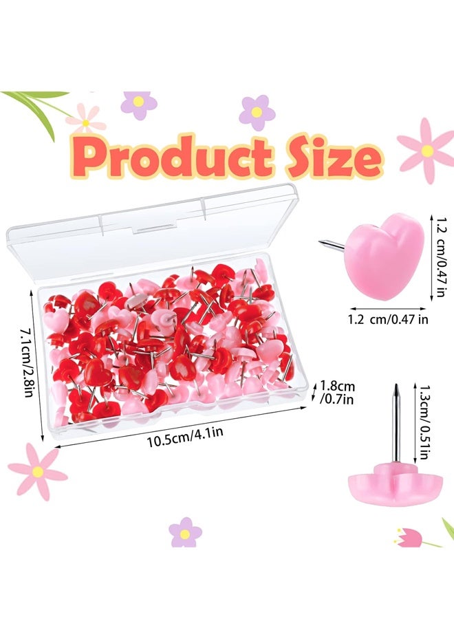 100 قطعة من دبابيس الضغط على شكل قلب للوحة الفلين، دبابيس ضغط لطيفة برأس مسطح للوحة الإعلانات ولوحات الإعلانات واللافتات والخريطة - Image 2