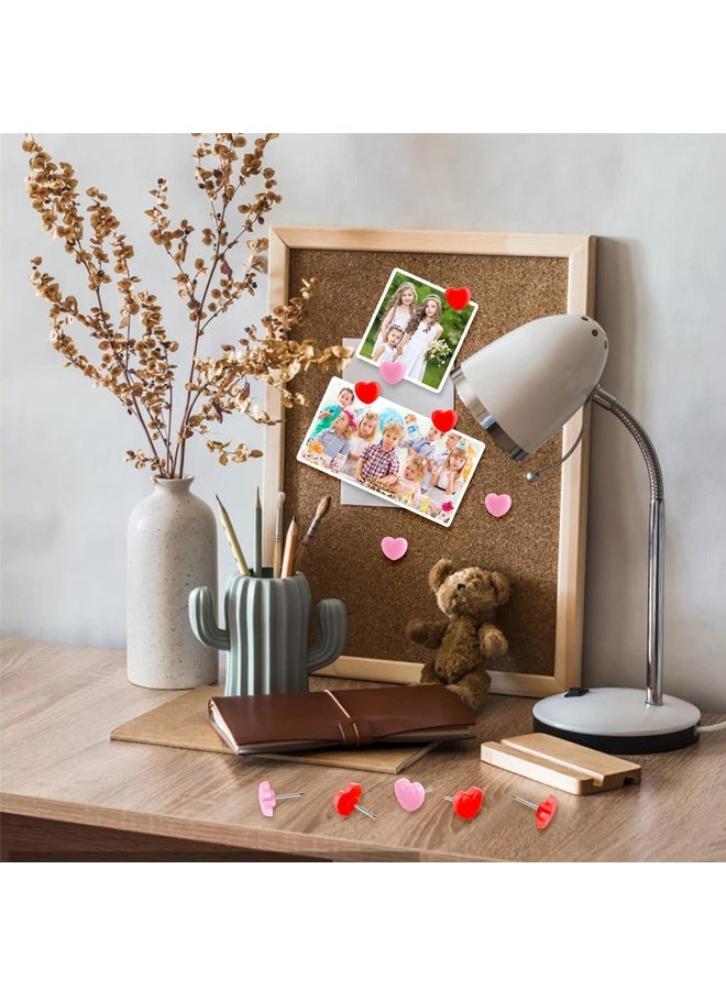 100 قطعة من دبابيس الضغط على شكل قلب للوحة الفلين، دبابيس ضغط لطيفة برأس مسطح للوحة الإعلانات ولوحات الإعلانات واللافتات والخريطة - Image 5