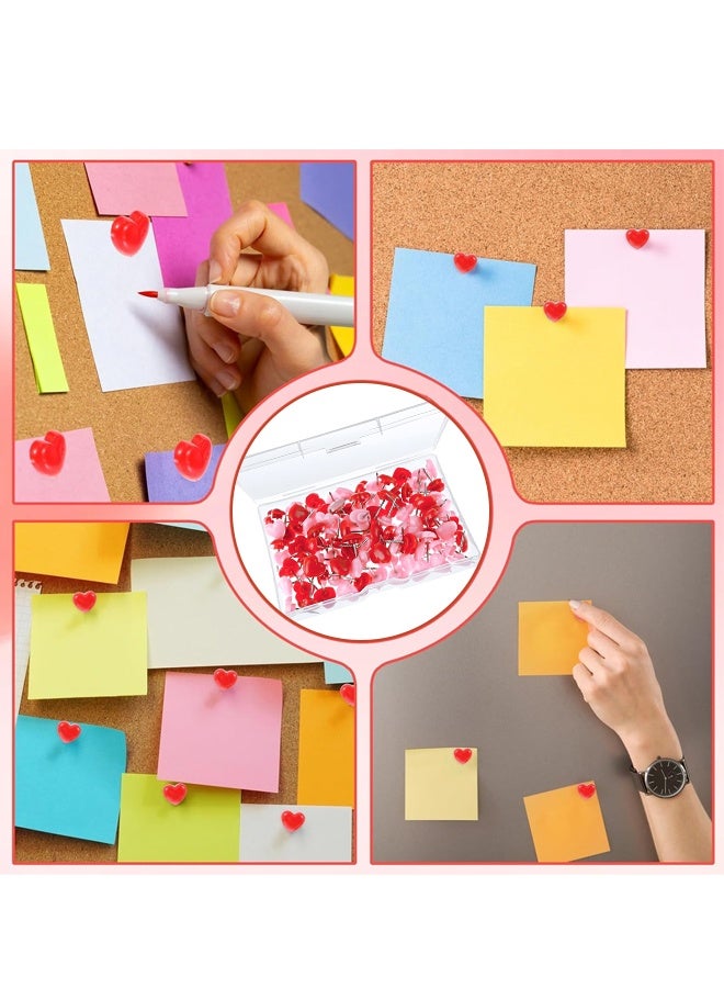 100 قطعة من دبابيس الضغط على شكل قلب للوحة الفلين، دبابيس ضغط لطيفة برأس مسطح للوحة الإعلانات ولوحات الإعلانات واللافتات والخريطة - Image 3