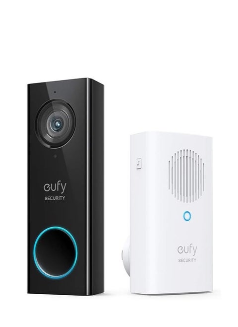 eufy Security, Wi-Fi Doorbell Camera, 2K Resolution, No Monthly Fees, Local Storage, Human Detection, with Wireless Chime—Requires Existing Doorbell Wires and Installation Experience, 16-24 VAC, 30 VA