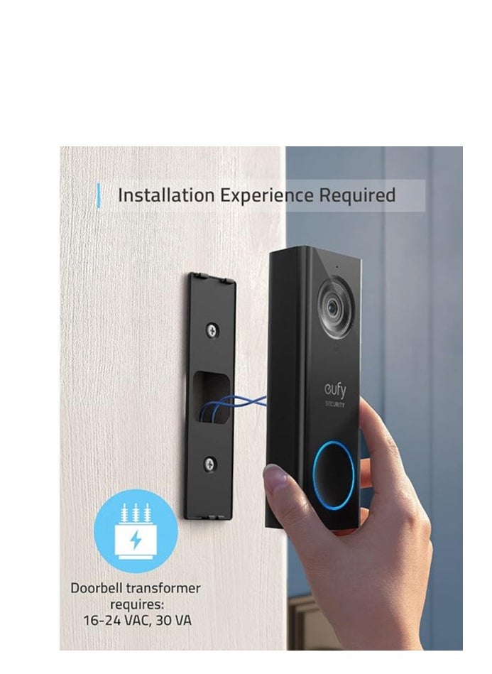 eufy - eufy Security, Wi-Fi Doorbell Camera, 2K Resolution, No Monthly Fees, Local Storage, Human Detection, with Wireless Chime—Requires Existing Doorbell Wires and Installation Experience, 16-24 VAC, 30 VA - Image 1