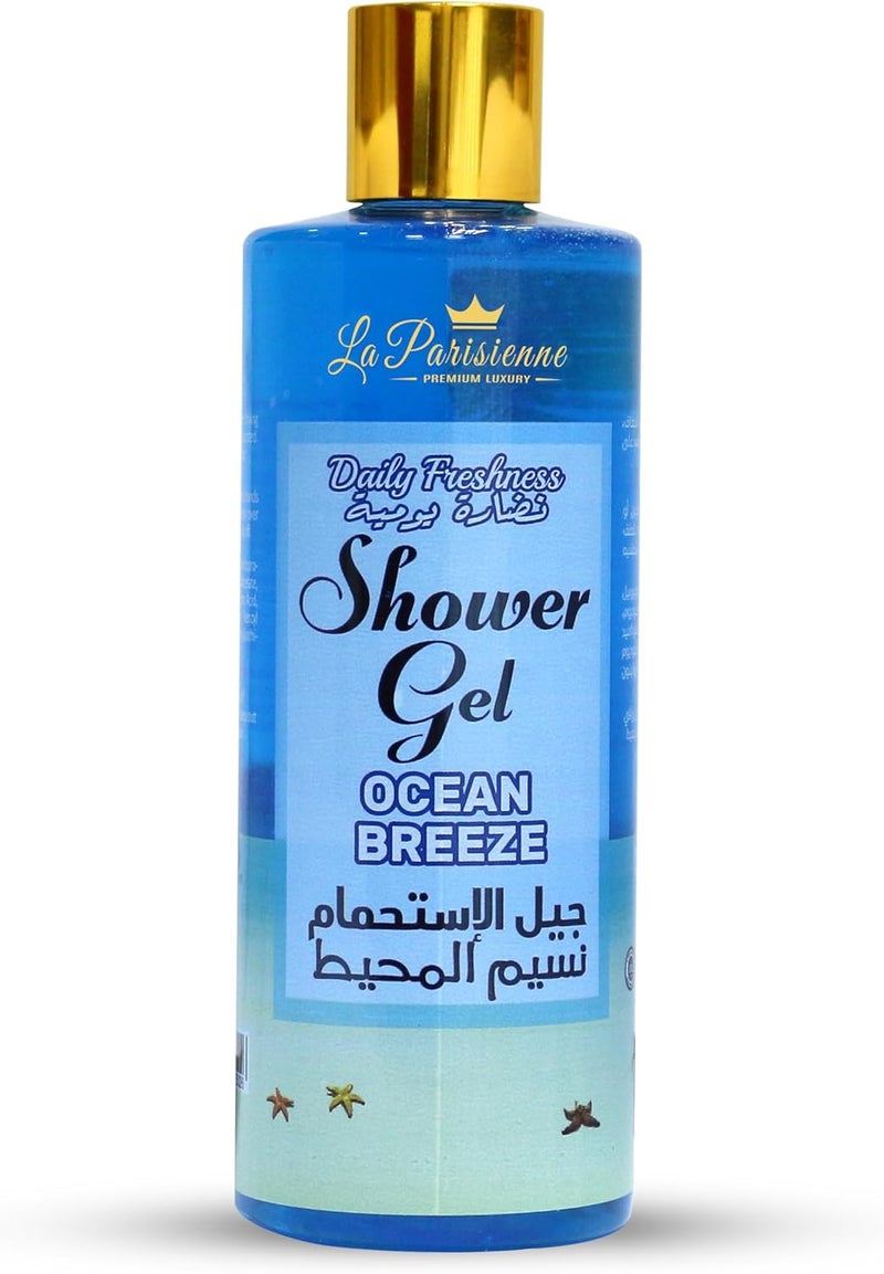 ECOLYTE+ La Parisienne Premium Luxury Shower Gel - Ocean Breeze, 500 ml with Vitamin E for Soft & Silky Skin - Image 1