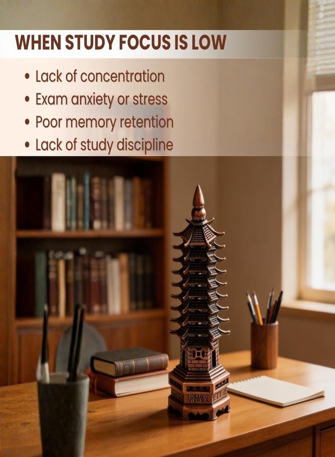 Plus Value Feng Shui Education Pagoda Tower 9 Layers for Student Better Academic Performance, Studies and Memory Keep at Study Table, Desk Rakshabandhan Gifting (Metal Copper Finish, 6 Inches) - Image 4