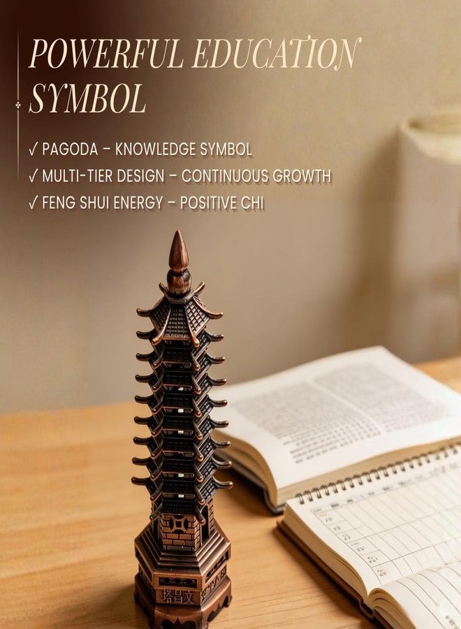 Plus Value Feng Shui Education Pagoda Tower 9 Layers for Student Better Academic Performance, Studies and Memory Keep at Study Table, Desk Rakshabandhan Gifting (Metal Copper Finish, 6 Inches) - Image 3
