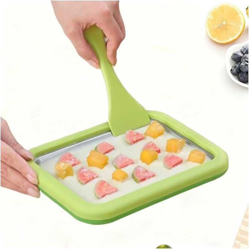 مجموعة صانع الآيس كريم المدلفن من الفولاذ المقاوم للصدأ الأخضر مع كاشطين للاستمتاع العائلي وحفلات الحلوى للأطفال - Image 1