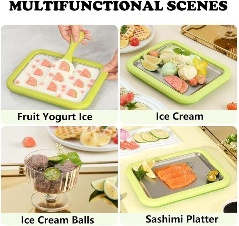 مجموعة صانع الآيس كريم المدلفن من الفولاذ المقاوم للصدأ الأخضر مع كاشطين للاستمتاع العائلي وحفلات الحلوى للأطفال - Image 5