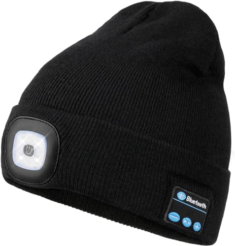 FabSeasons Acrylic Unisex Winter Skull Cap/Beanie/Hat with Rechargeable LED Lights & in-Built Wireless Bluetooth Headphones - for Outdoors/Trekking/Running Black, Free Size - Image 2