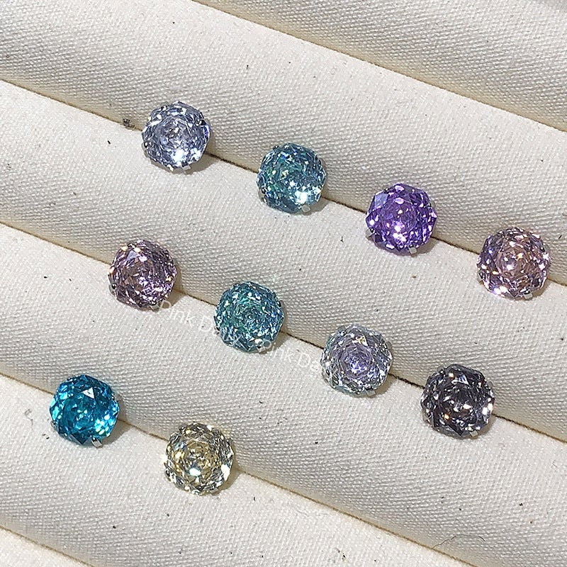 Flash Color Diamond Rose Cut Ear Bone Nail 8Mm Flat Bottom Titanium Steel Camellia Ear Nail Niche - Image 5