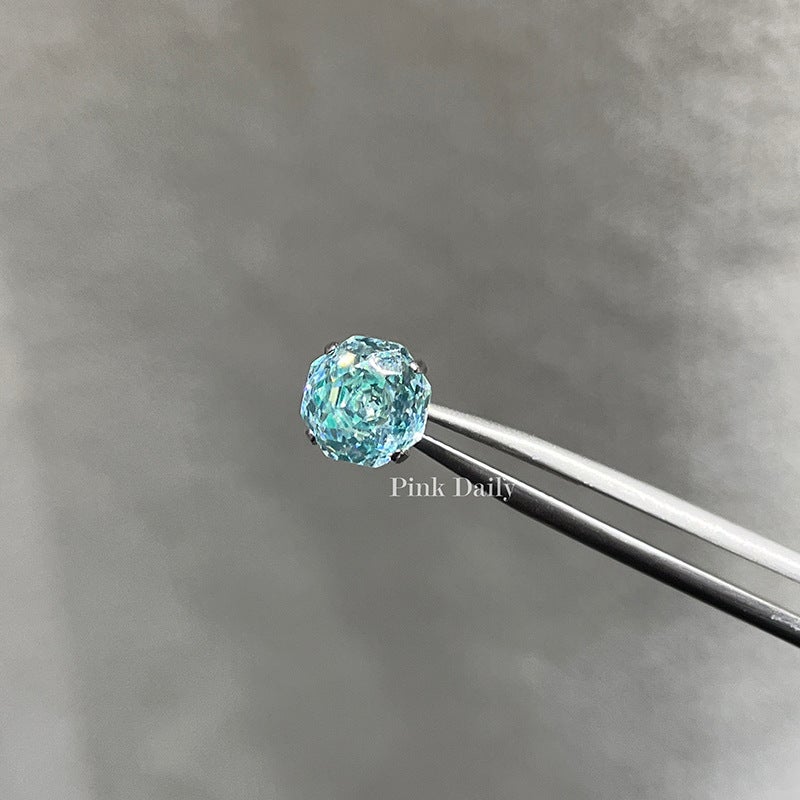 Flash Color Diamond Rose Cut Ear Bone Nail 8Mm Flat Bottom Titanium Steel Camellia Ear Nail Niche - Image 1