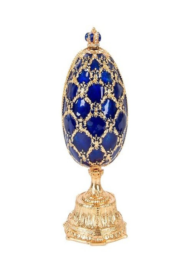 QIFU Hand Painted Blue Easter Egg Style Decorative Enamel Trinket Box Unique Gift for Family - Image 2