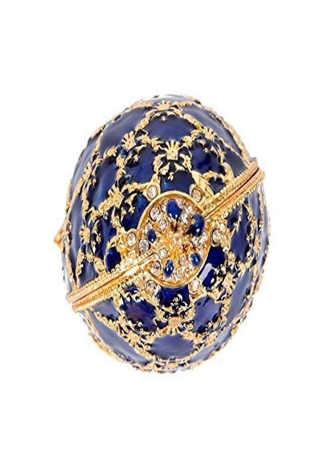 QIFU Hand Painted Blue Easter Egg Style Decorative Enamel Trinket Box Unique Gift for Family - Image 4