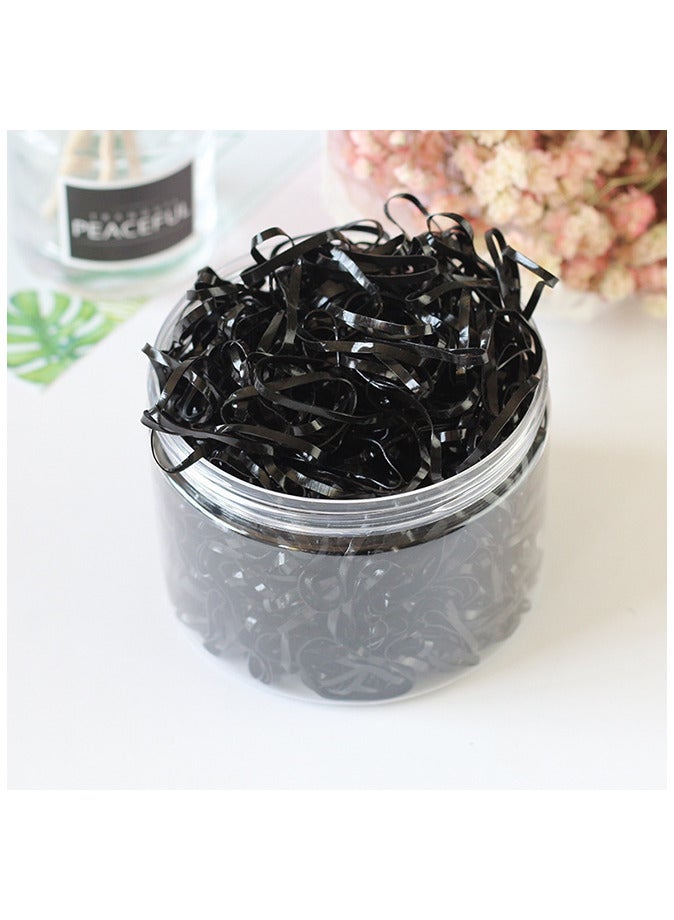 1000 pcs Canned Colourful/Black Rubber Bands Hair Bands Disposable for Little Girls - Elastic Hair Ties for Kids - Image 1