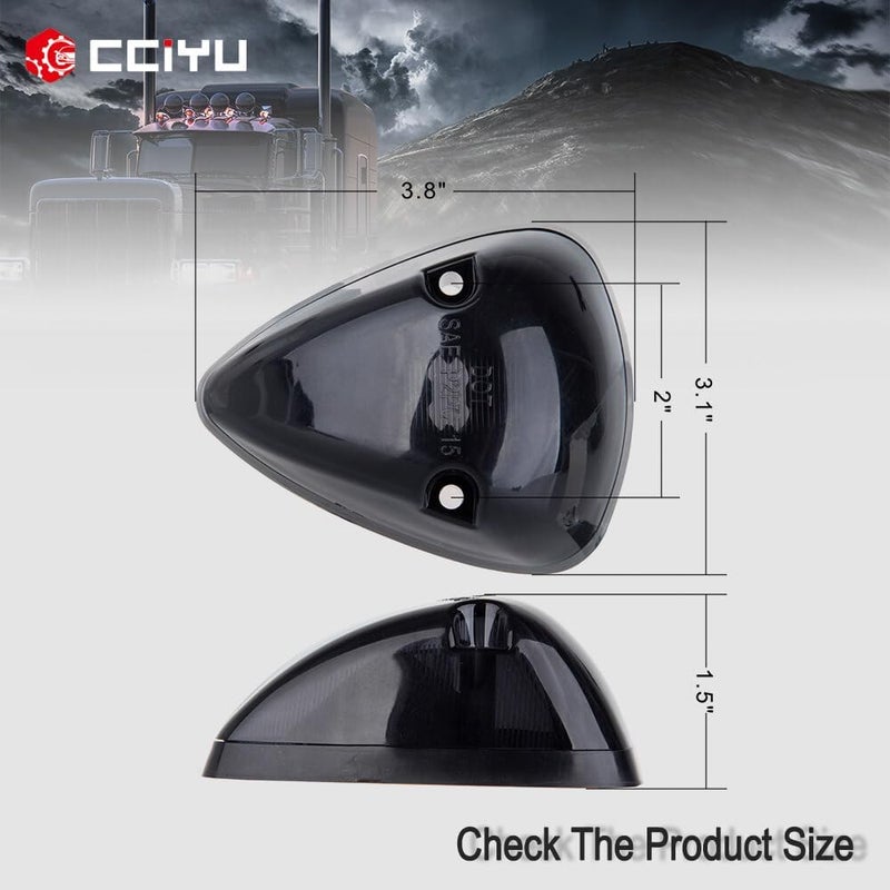 cciyu Black Smoked Cab Roof Top Marker Lamps with LED Bulbs - Image 3