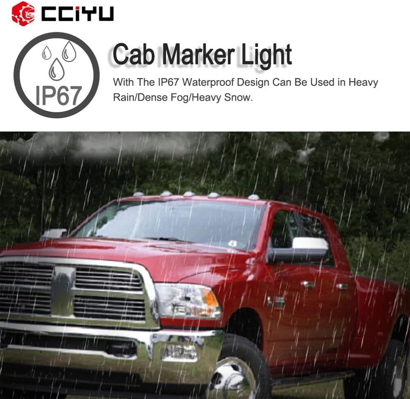 cciyu Black Smoked Cab Roof Top Marker Lamps with LED Bulbs - Image 2