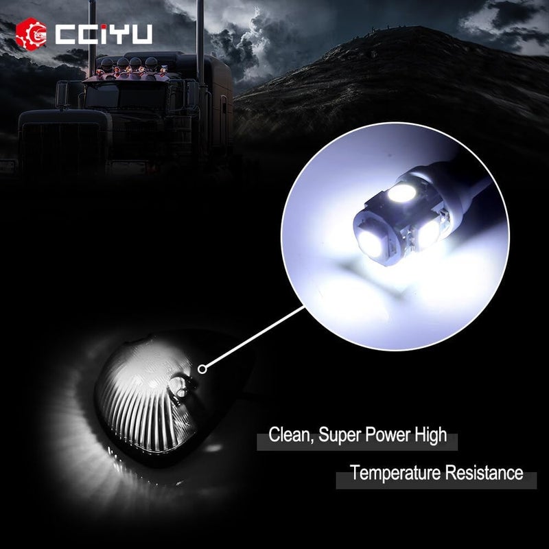 cciyu Black Smoked Cab Roof Top Marker Lamps with LED Bulbs - Image 4