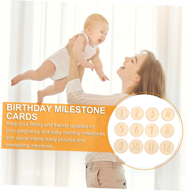 Wooden Milestone Cards Set For Baby Photos Newborn Birthday Souvenir 12 Pieces - Image 5
