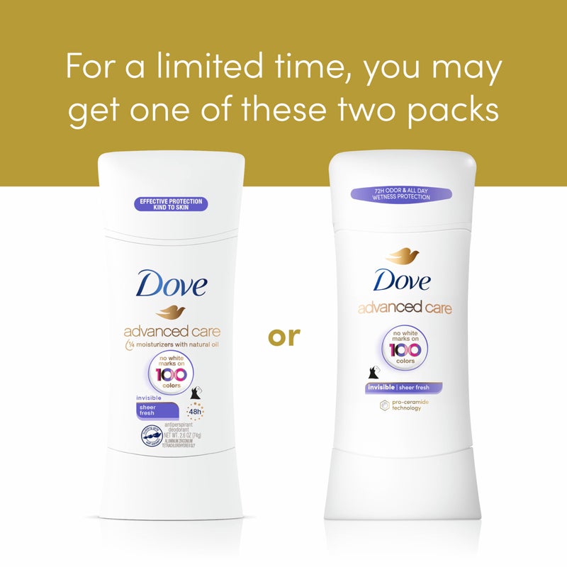 Dove Advanced Care Antiperspirant Deodorant Stick Sheer Fresh 4 Count Anti-stain antiperspirant deodorant for soft underarms 72-hour underarm odor protection and all-day sweat control 2.6 oz - Image 5