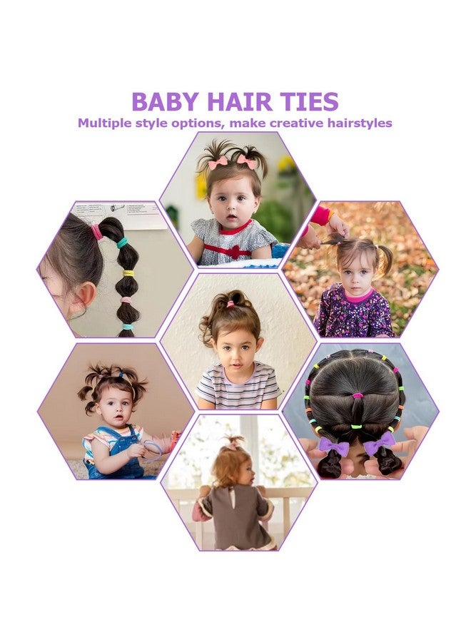 KuuCare 220 PCS Baby Hair Ties No Damage, Toddler Hair Ties with Bows Small Rubber Bands Elastic Ponytail Holders Hair Accessories for Infants Baby Girls, Multi-color - Image 5