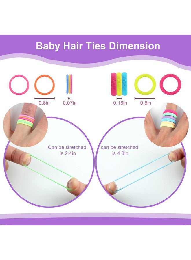 KuuCare 220 PCS Baby Hair Ties No Damage, Toddler Hair Ties with Bows Small Rubber Bands Elastic Ponytail Holders Hair Accessories for Infants Baby Girls, Multi-color - Image 2