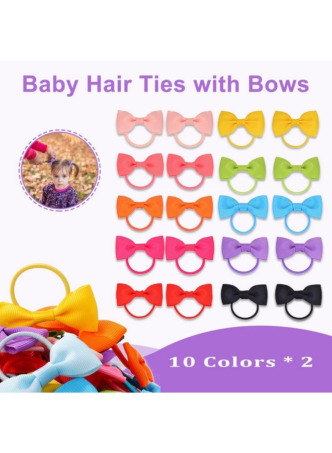 KuuCare 220 PCS Baby Hair Ties No Damage, Toddler Hair Ties with Bows Small Rubber Bands Elastic Ponytail Holders Hair Accessories for Infants Baby Girls, Multi-color - Image 4