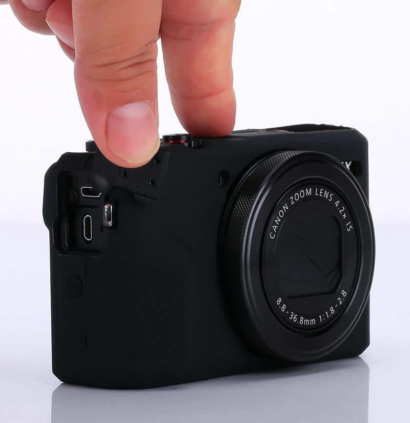 Yisau حافظة G7X Mark II حافظة G7X Mark III حافظة كاميرا G7X حافظة سيليكون فائقة النحافة وخفيفة الوزن من المطاط الناعم لحقيبة تغطية كاميرا كانون باور شوت G7X G7X Mark II G7X Mark III + قطعة قماش ميكروفايبر (أسود) - Image 4