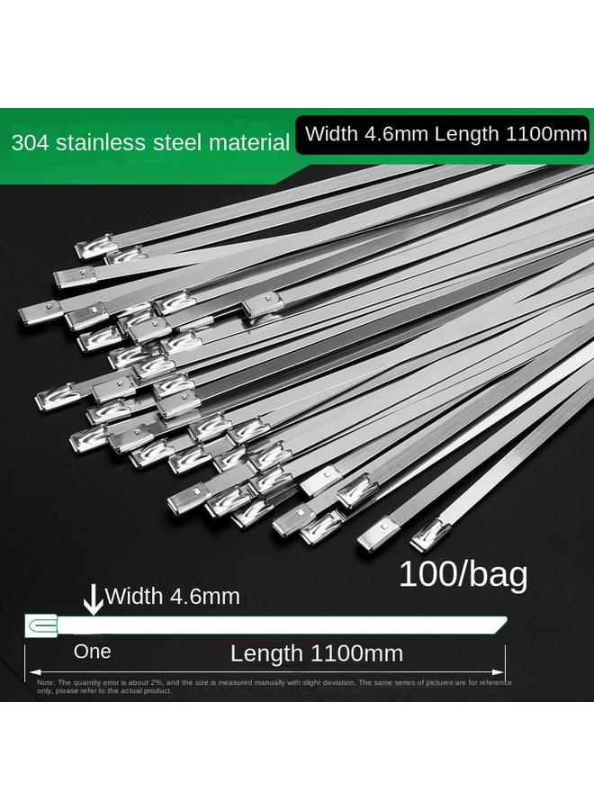 Bluejw 304 Stainless Steel Cable Tie 4.6*300 Self-locking Metal Marine Cable Tie Belt Outdoor High Temperature Resistant Cable Tie Steel Belt - Image 1