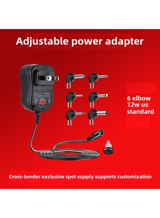 Multi-Function 30W12W Charger Adjustable Power Adapter For EU/US/UK/AU Regulations 6 Bent Head 8 Head Universal Charging Adapter-Color:12W US Gauge 6 Elbow - Image 1