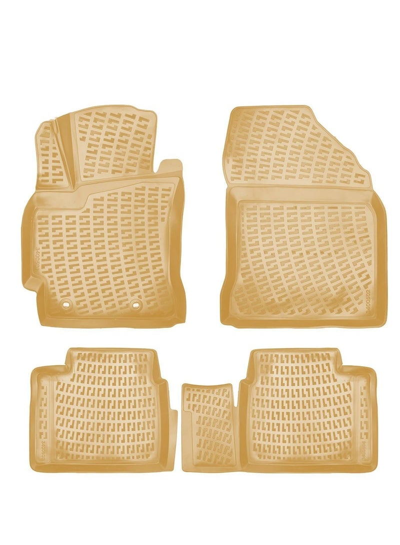 RizLine TOYOTA COROLA 2013-2018 Floor Mats 3D Custom Fit Compatible with  Car Mats Laser Measured 1st & 2nd Row Floor Liners All Weather Non-Slip (BEIGE)