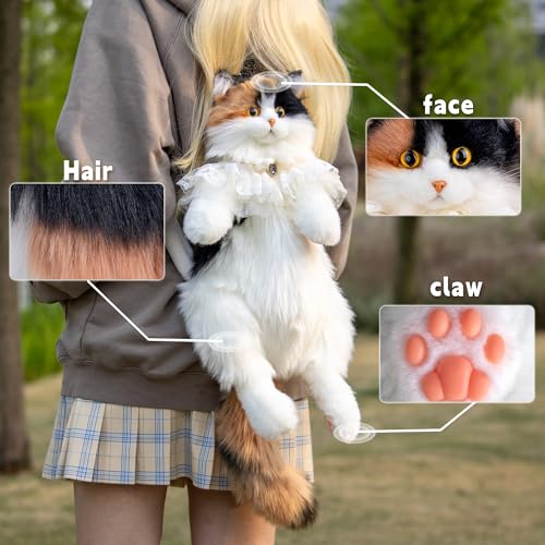 Chongker Stuffed Realistic Cat Plush Backpack - Cute and Soft Stuffed Animal Backpack with Adjustable Straps,Dark brown - Image 2