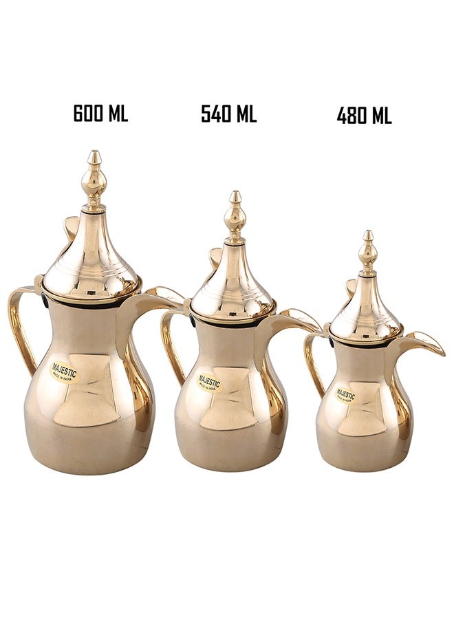 Majestic Majestic Golden Arabic Coffee Pot Set – 3-Piece Dallah Collection (480 ml, 540 ml, 600 ml) – Premium Design for Arabic Coffee and Tea Serving  - Image 5