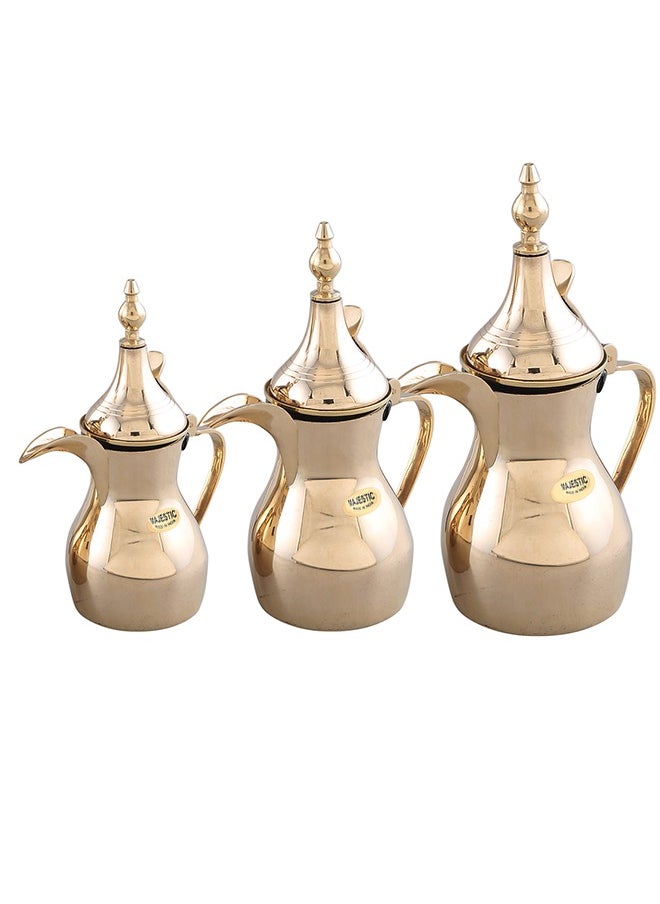 Majestic Majestic Golden Arabic Coffee Pot Set – 3-Piece Dallah Collection (480 ml, 540 ml, 600 ml) – Premium Design for Arabic Coffee and Tea Serving  - Image 1