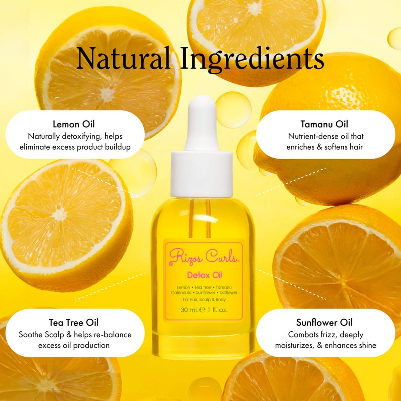Rizos Curls Detox Oil, Detox & Balance Scalp to Reduce Buildup & Soothe Irritation, Support Hair Growth & Health with Tea Tree & Lemon Oil, For All Hair Types 1a - 4c, 1 oz - Image 3