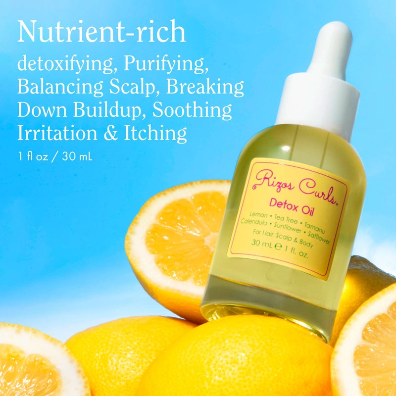 Rizos Curls Detox Oil, Detox & Balance Scalp to Reduce Buildup & Soothe Irritation, Support Hair Growth & Health with Tea Tree & Lemon Oil, For All Hair Types 1a - 4c, 1 oz - Image 2