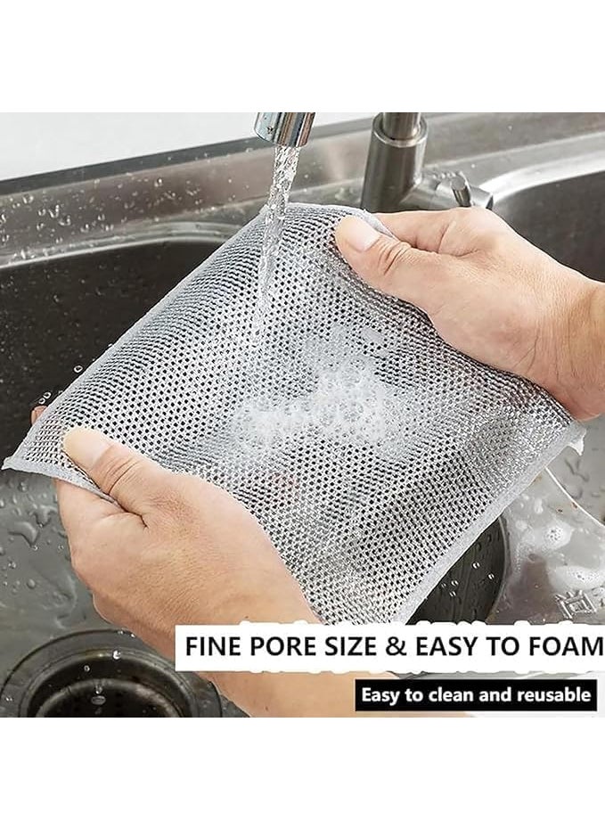 SABA Homes Non Scratch Dish Wash Cloth Scrubber Multipurpose Wire Dishwashing Rags for Wet and Dry Stainless Steel Scrubber Pack of 5  - Image 2