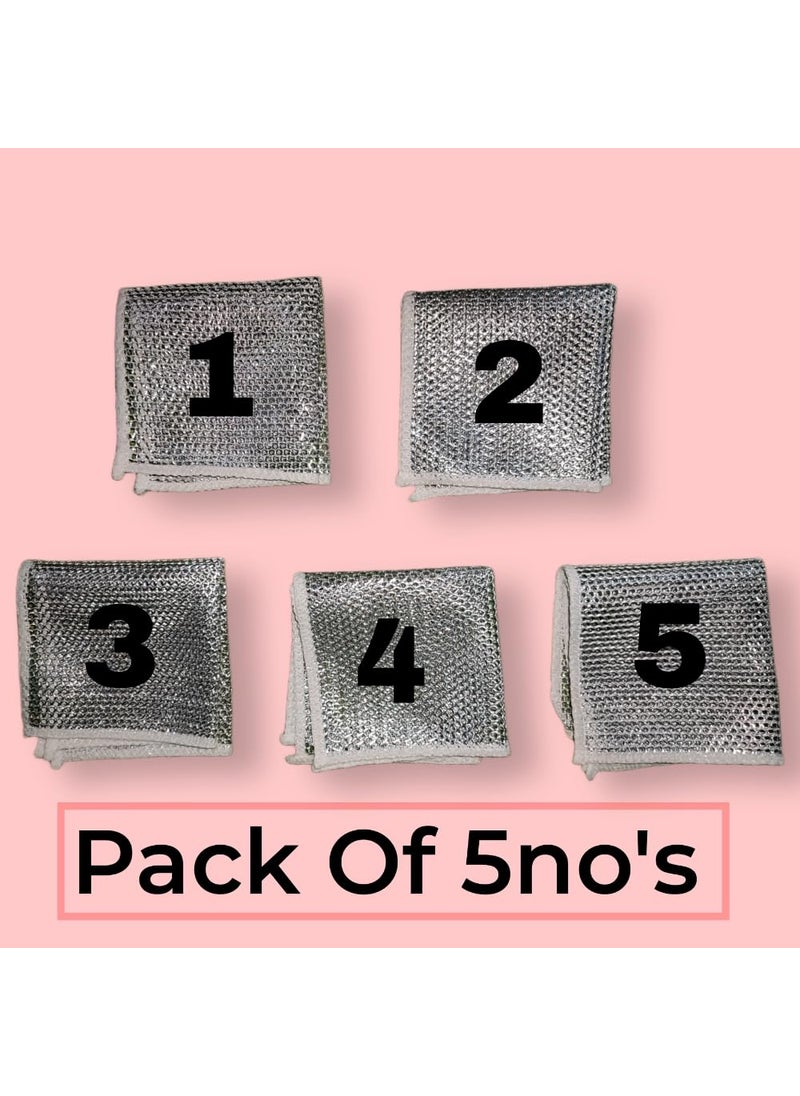 SABA Homes Non Scratch Dish Wash Cloth Scrubber Multipurpose Wire Dishwashing Rags for Wet and Dry Stainless Steel Scrubber Pack of 5  - Image 4