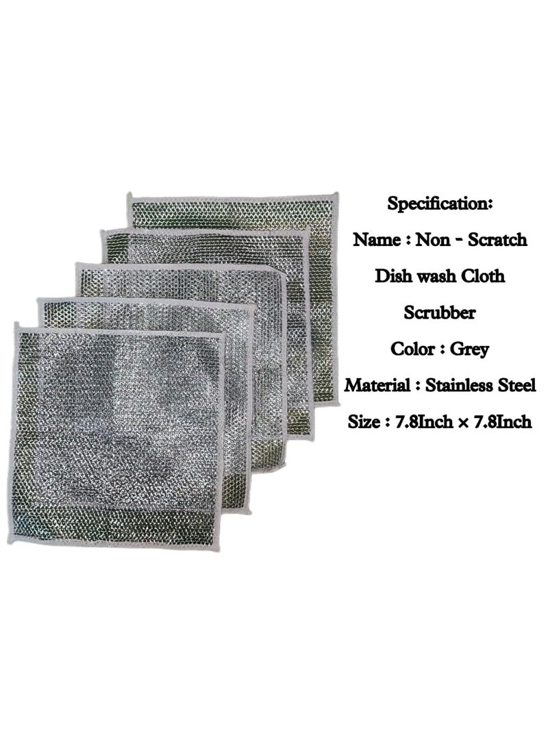 SABA Homes Non Scratch Dish Wash Cloth Scrubber Multipurpose Wire Dishwashing Rags for Wet and Dry Stainless Steel Scrubber Pack of 5  - Image 5