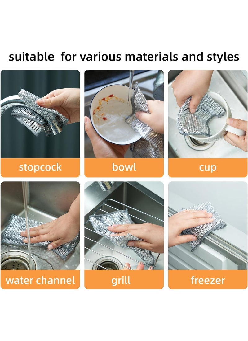 SABA Homes Non Scratch Dish Wash Cloth Scrubber Multipurpose Wire Dishwashing Rags for Wet and Dry Stainless Steel Scrubber Pack of 5  - Image 3
